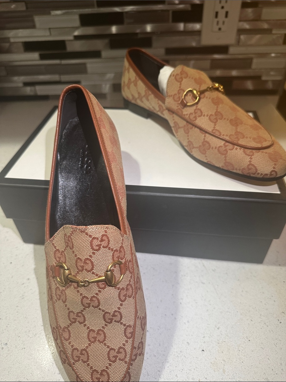 Gucci Beige and Tan GG Canvas Horsebit Loafer - Picture 4 of 6